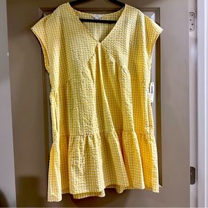 Time and Tru Yellow Gingham Dress XL